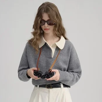 סתיו מנוגד חדש המנוגד polo-צוואר pullover תכליתי באיכות גבוהה אלגנטי אופנתי מזדמנים רופף נשים פופולרי