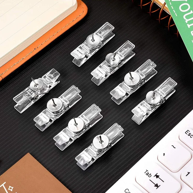 100 Pcs Mini Clear Photo Clips Clothes Line Clips Mini Transparent Plastic Clips Stationery Folder