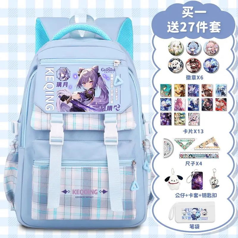 GS Impact Anime Game Cos Furina Beelzebul Neuvillette Keqing Hutao Etc. Unisex 2024 Sweet and Comfortable Printed Backpack Gift