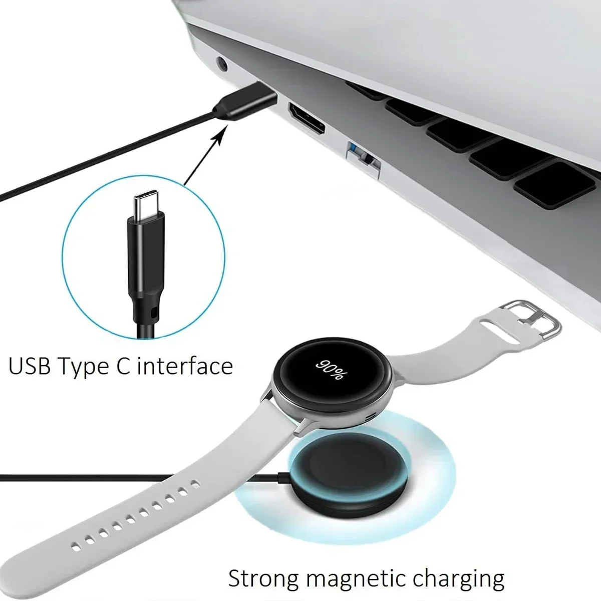 USB C Charger for Samsung Galaxy Watch 2 in 1 Type C USB A Cable 3.94 fit for Galaxy Watch6/5/4 Watch 5 Pro Galaxy S23 Ultra