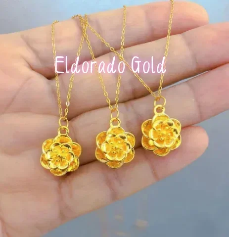 

Eldorado Gold 24k gold peony pendant for women fine gold 999 flower pendant for girls
