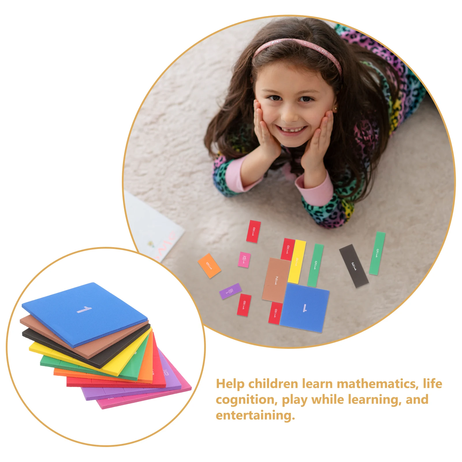 

1Set Fraction Blocks Teaching Aids Math Arithmetic Learning Board for Kids Eva Educational Plaything Cognitive Development