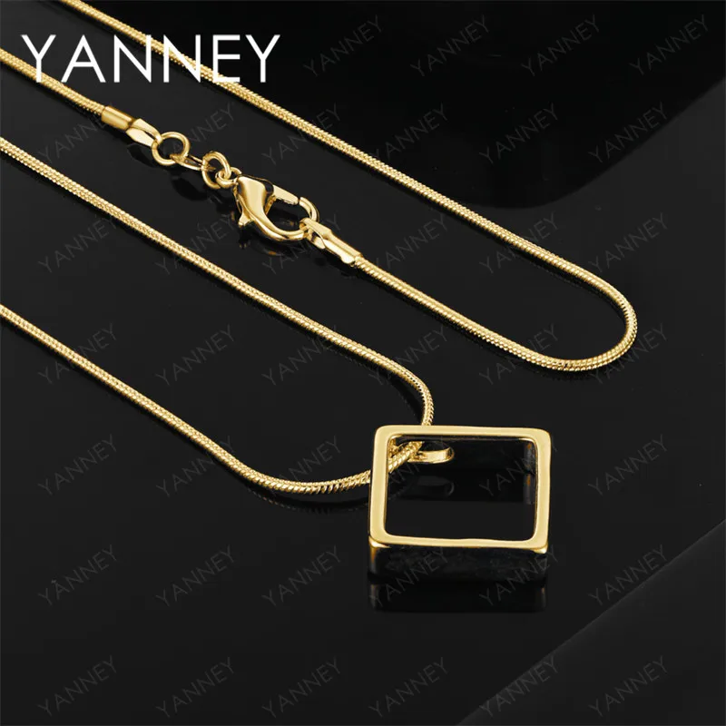 

925 Sterling Silver 18K Gold 16-30 Inch Delicate Square Pendant Necklace Fashion Women's Accessories Wedding Gift Jewelry