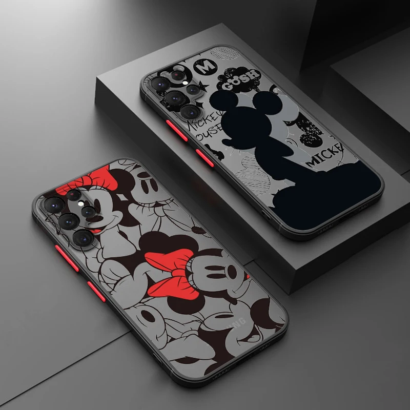 

Cool Mickey Cartoon For Samsung Galaxy S24 S23 S22 S21 S20 S10 Note 20 10 FE Plus Ultra Lite Frosted Translucent Phone Case