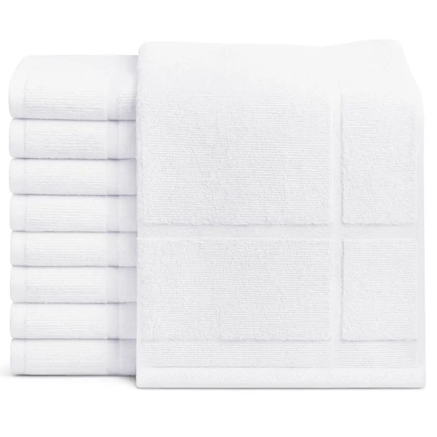 

12 Pack White Bath Mat Towels 20x30 Inches Not a Bathroom Rug Cotton Blend Washable Economy Hotel Bath Mats