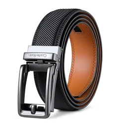 Men's leather ratchet automatic  belt luxury design fashionable denim casual formal leather belt men