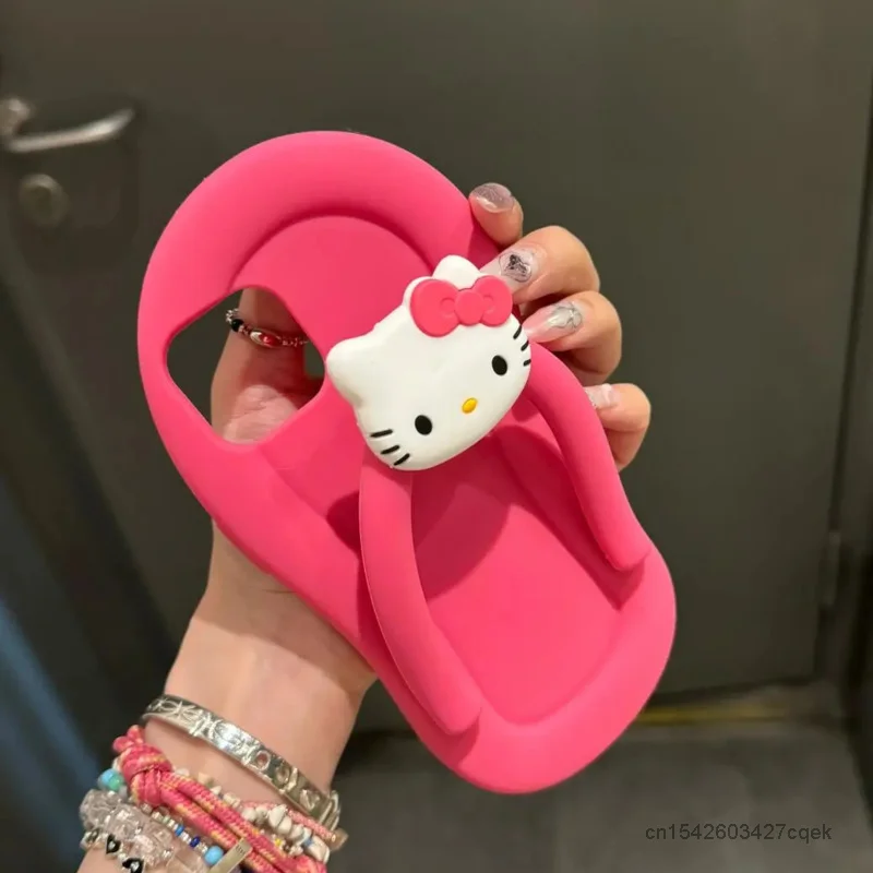 Sanrio Hello Kitty Cute Flip Flop Design Phone Silicone Shockproof Protective Case For Iphone 12 13 14 15 Pro Max Luxury Cover