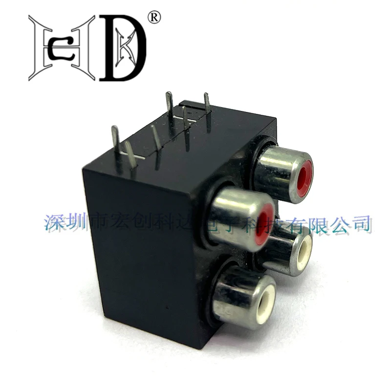 2pcs Avsame Core Socket Eight Legs RCA Seat Four-Hole PCB Welding Audio and Video Interface AV4-8.4-13A Sealed