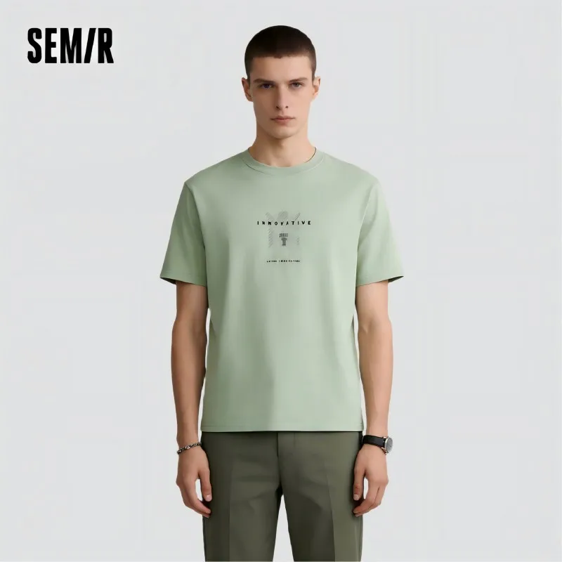 Semir Mens Tshirt 2026 Gradient Letter Printed Premium Texture Casual Versatile Soft Comfortable Daily Wear