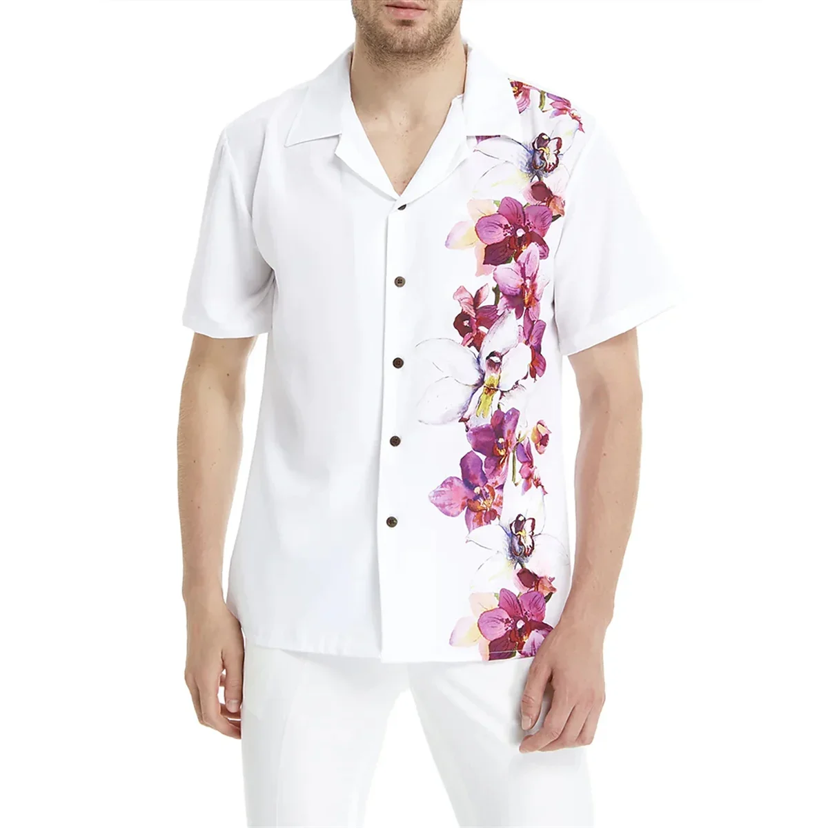 Men's floral printed casual shirt, outdoor street short sleeved button up Hawaiian shirt, new comfortable and soft clothing