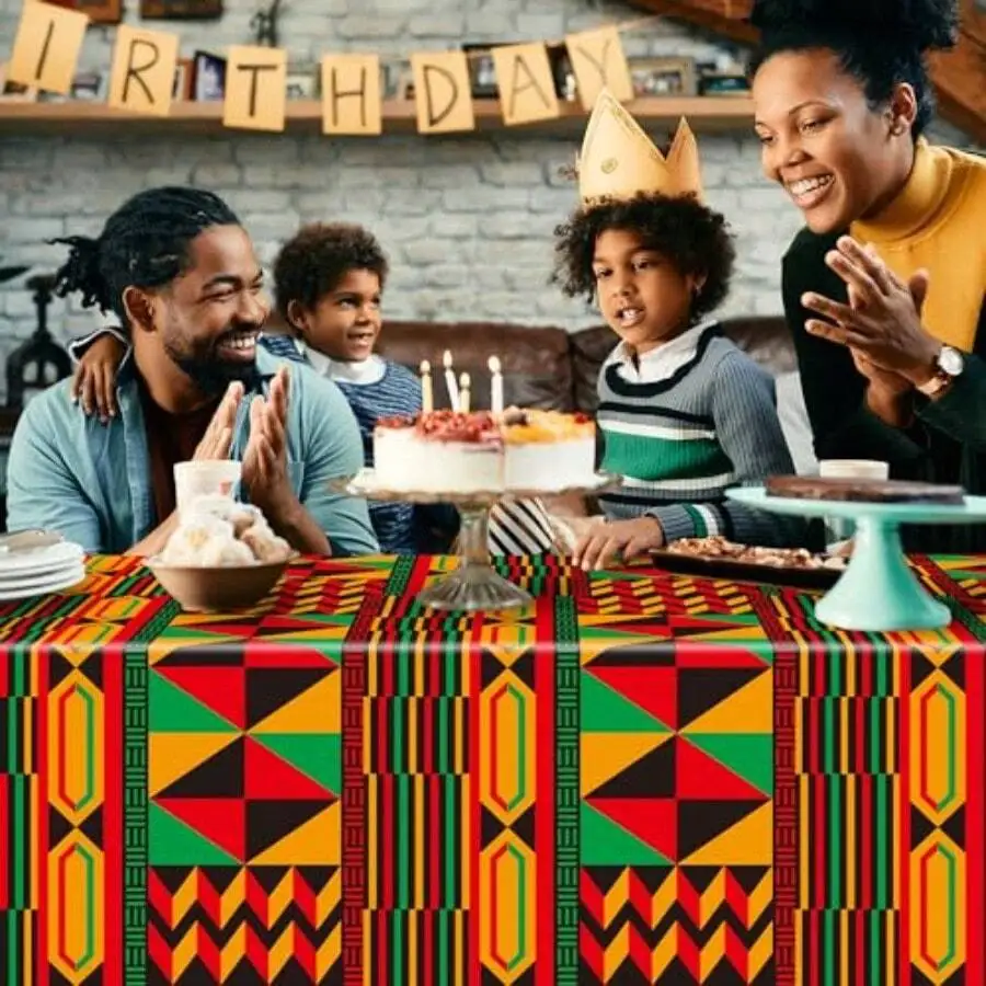 3 Packs African Print Disposable Tablecloth Waterproof Oilproof Plastic Cover For Juneteenth Party - view 3