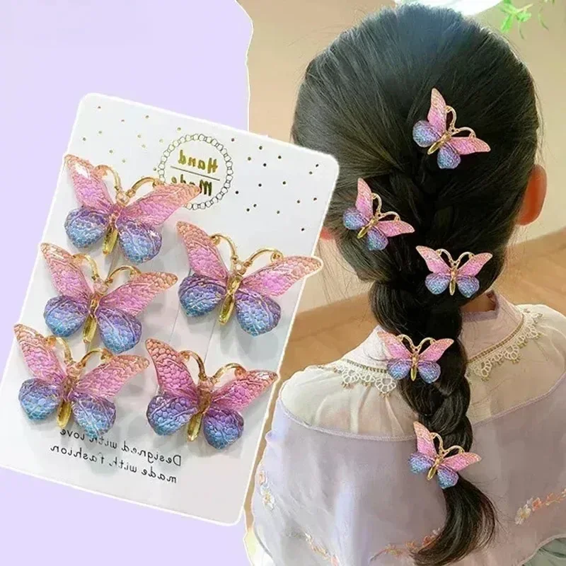 5PCS Sweet Stereoscopic Color Gradient Cute Baby Hairpins Kids Hair Clips Children Headwear Princess Barrette Girls Accessories