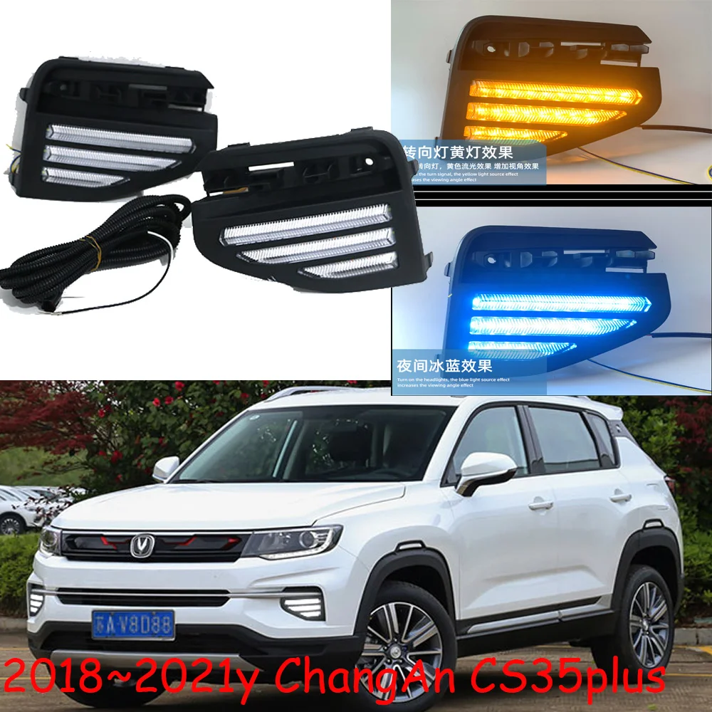 

1set car bumper headlight for ChangAn CS35 Plus daytime light 2018~2020y DRL car accessories LED headlamp ChangAn CS35 fog light