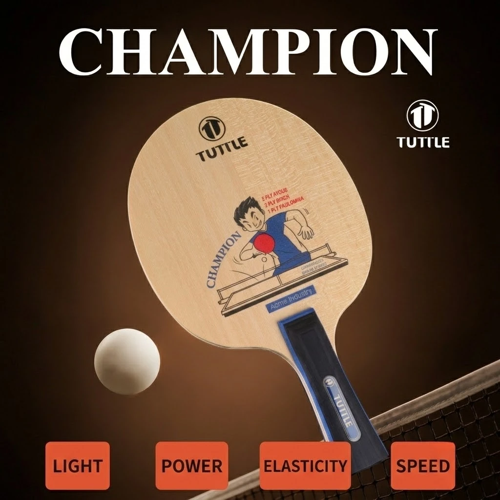 Tuttle Table Tennis Blade, 5-Layer Pure Wood Table Tennis Racket, Beginner Training Table Tennis Paddle