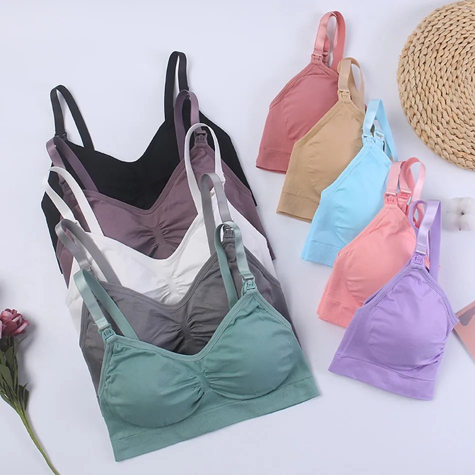 Breathable Maternity Pregnant Bras Comfort Breastfeeding Sleep Bralette Women Wireless Seamless Nursing Underwear view 3