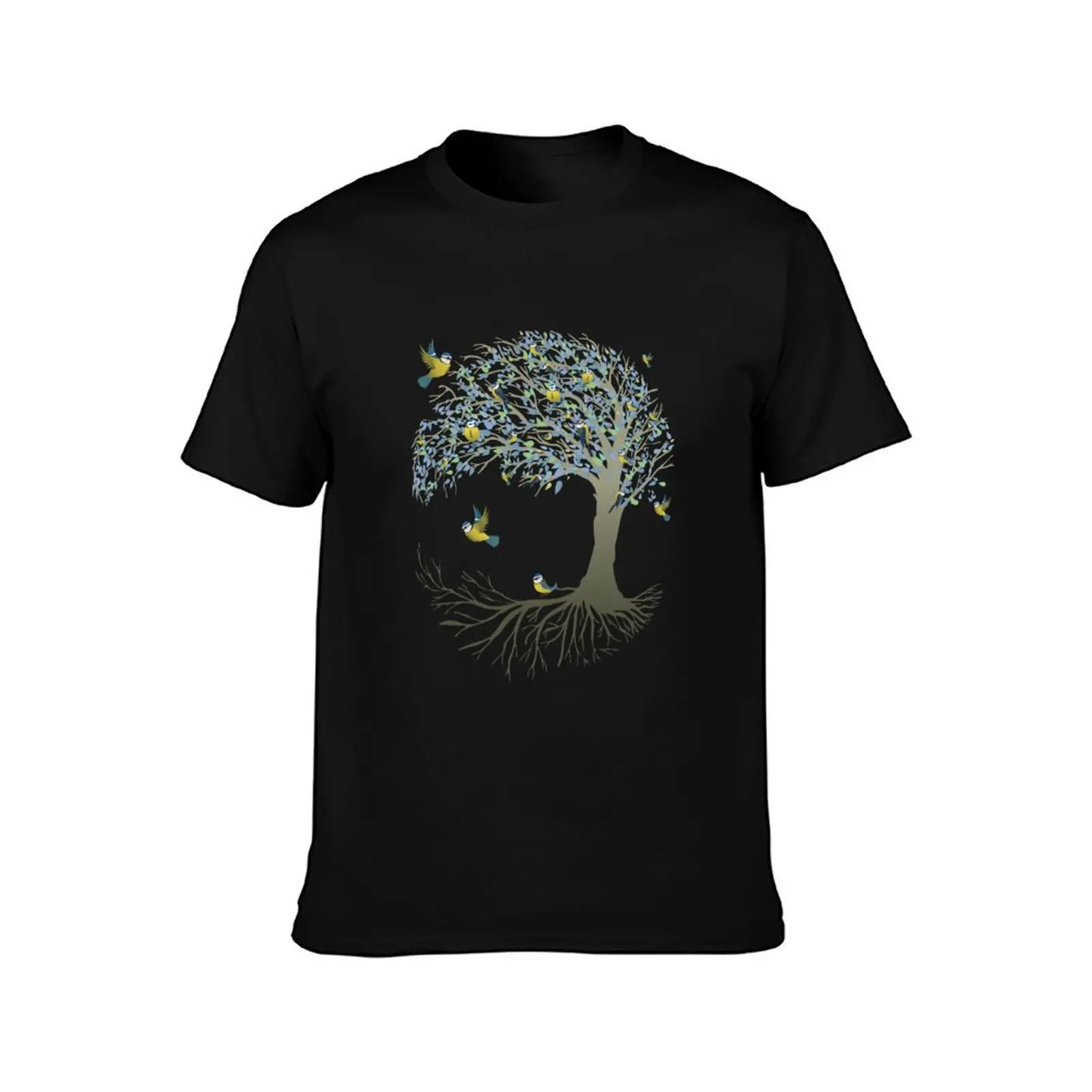 Tree of life bluetit birds in it T-Shirt Basic Lightweight Short Sleeve Tee T-Shirt