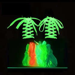 NEW 1 Pair Luminous Shoelaces Flat Sneakers Canvas Shoe Laces Glow In The Dark Night Color Fluorescent Shoelace 80/100/120/140cm