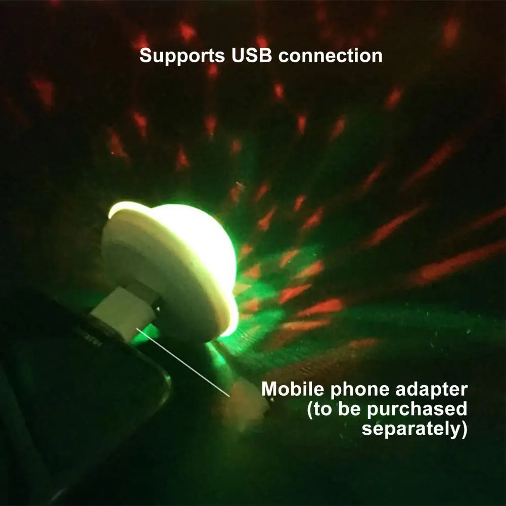 Mini luz ambiental USB para coche, iluminación LED RGB colorida para fiesta de DJ, teléfono, ordenador portátil, luz giratoria USB para escenario de fiesta con respuesta de música