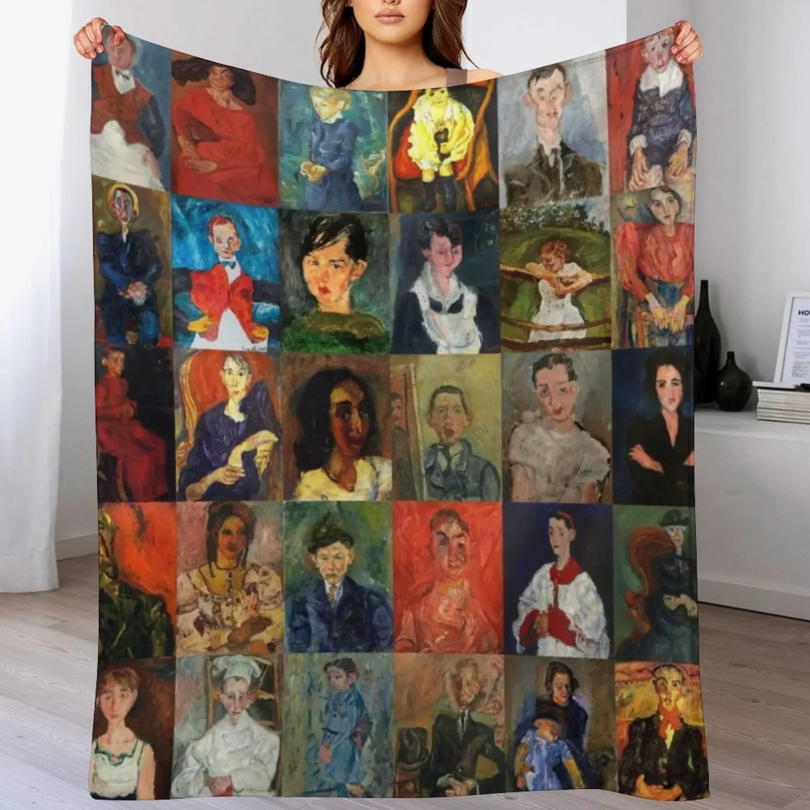 Chaim Soutine Faces Throw Blanket Blankets For Sofas Custom Blankets