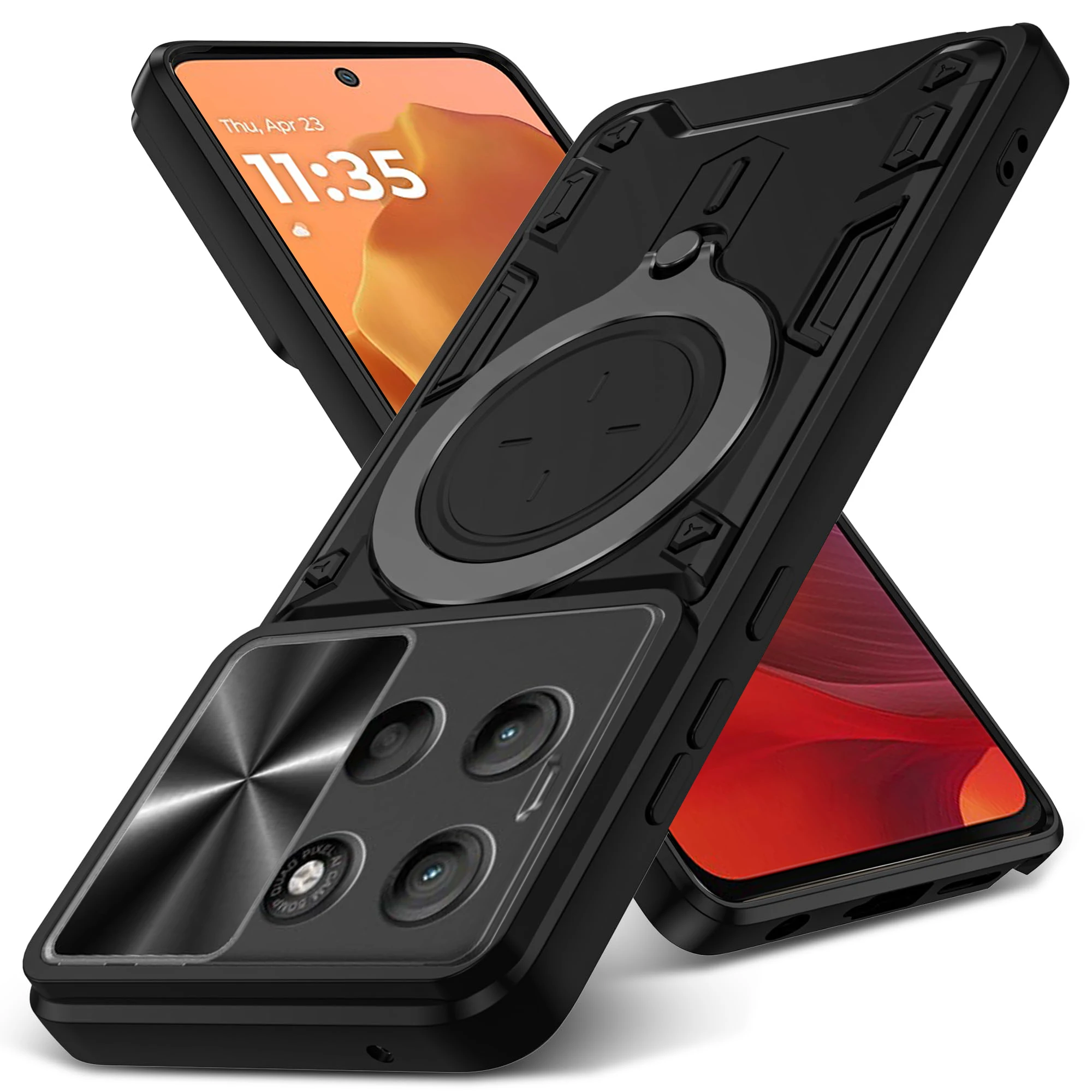 Чехол для Motorola Moto Edge 50 Pro Fusion 40 30 20 Neo Pro G15 G84 G54 с магнитным кольцом-держателем для камеры, защитой от повреждений и подставкой 360°