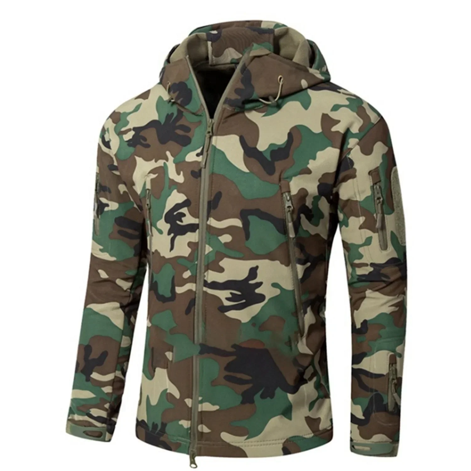 Veste de randonnée en peau de requin pour hommes, vêtements à coque souple, coupe-vent, capuche de pilote de vol, plein air, veste de terrain souriante, nouveau