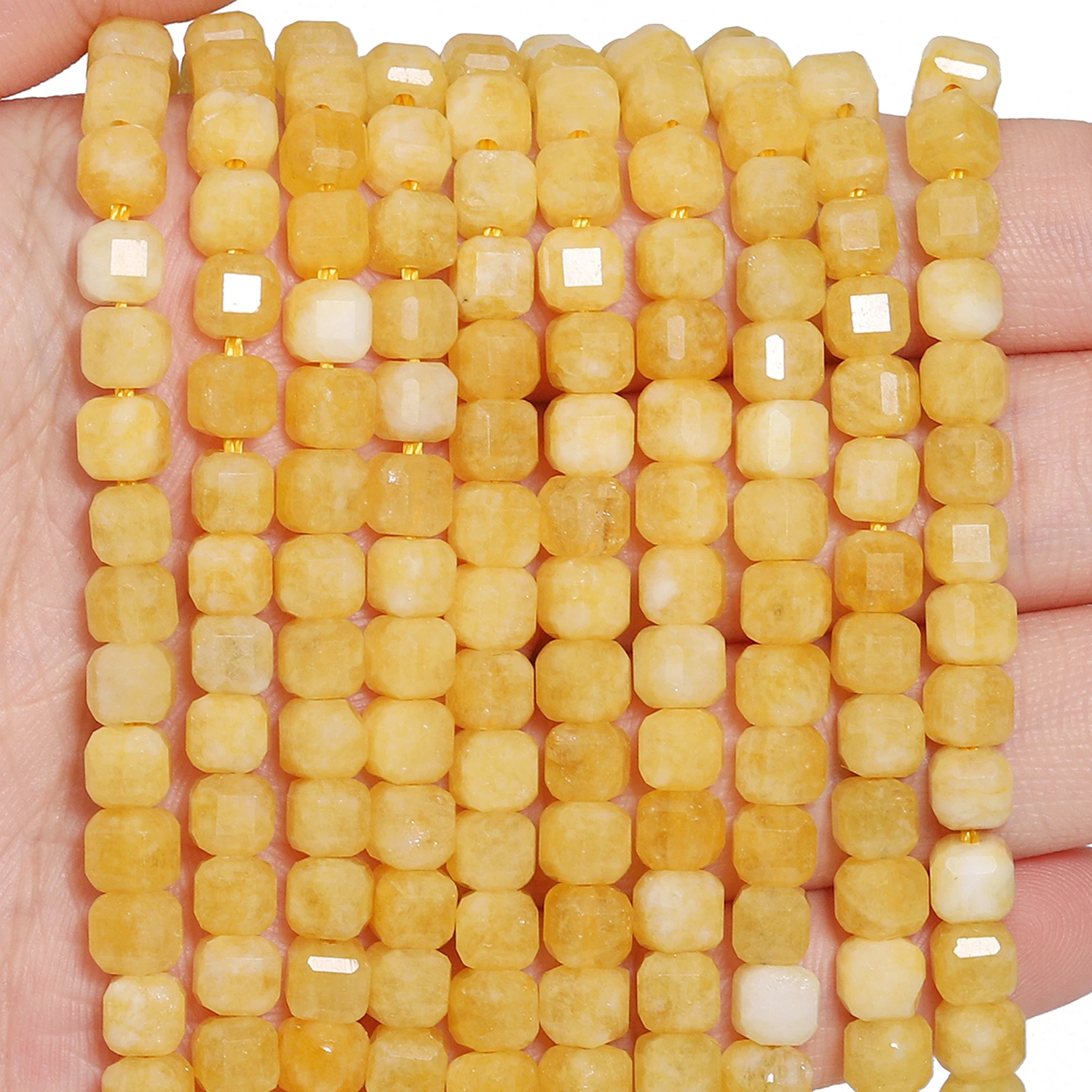 Yellow Jade Square Stone Beads 5mm Facted Cube Shape Beads for Jewelry Making Diy Bracelet Beadings Accessories Wholesale