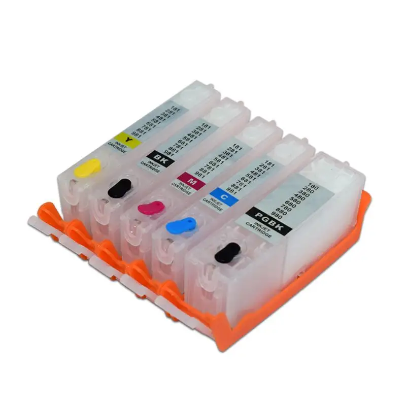 New! 5 Color PGI-580 CLI-581 Refillable Ink Cartridge For Canon PIXMA ts705 TR7550 TR8550 TS6150 TS8150 TS9150 TS9155 Printers