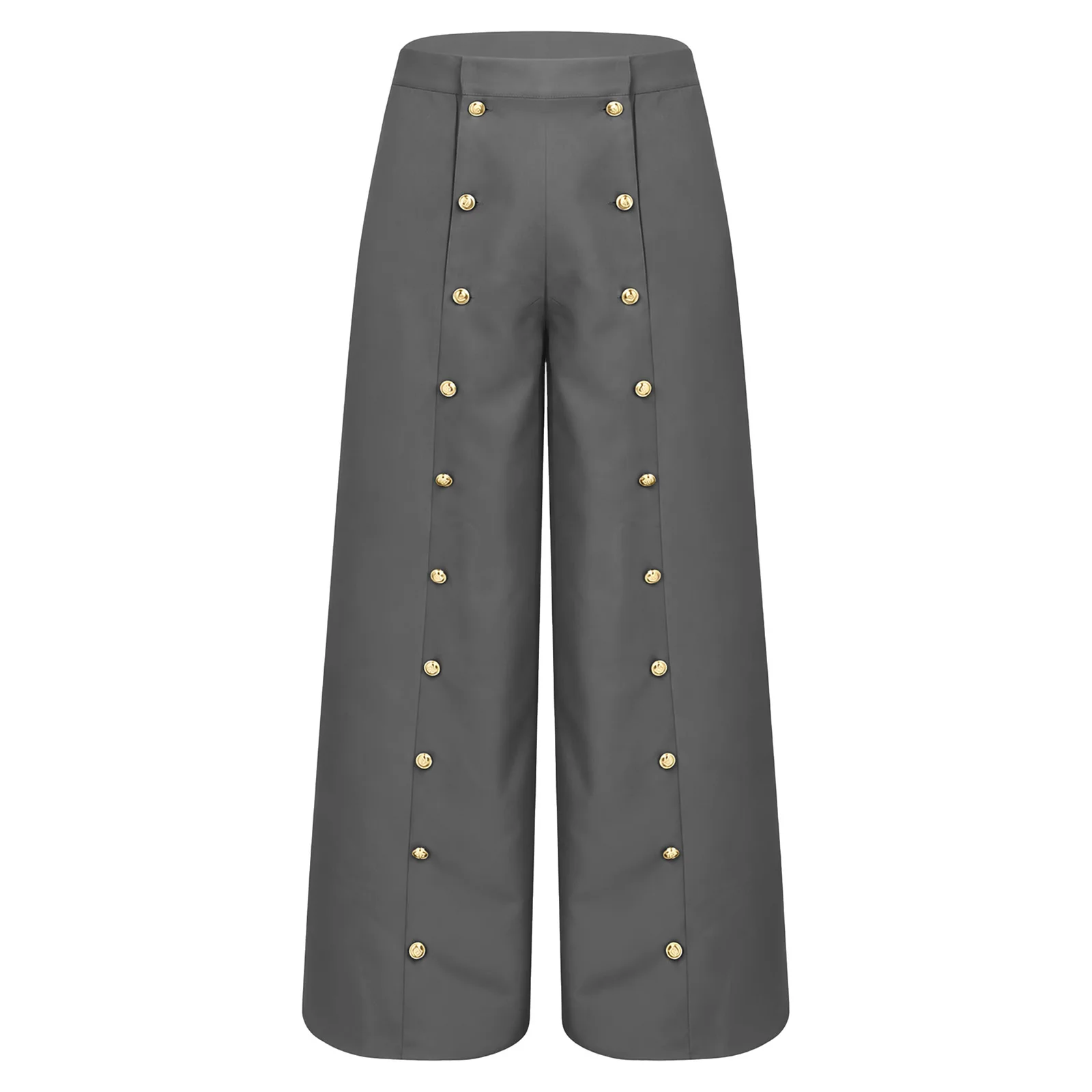 Mens Baggy Cargo Pants High Waist Button Front Wide-leg Trousers Renaissance Roleplay Bottoms for Medieval Party Outdoor Event