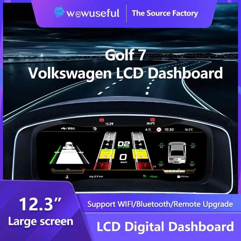 12.3‘’ Lcd Digital Dashboard Cluster For VW Golf7 MK7 2013-2020 Years Ntg4.5 Auto Radio Instrument Panel Cockpit