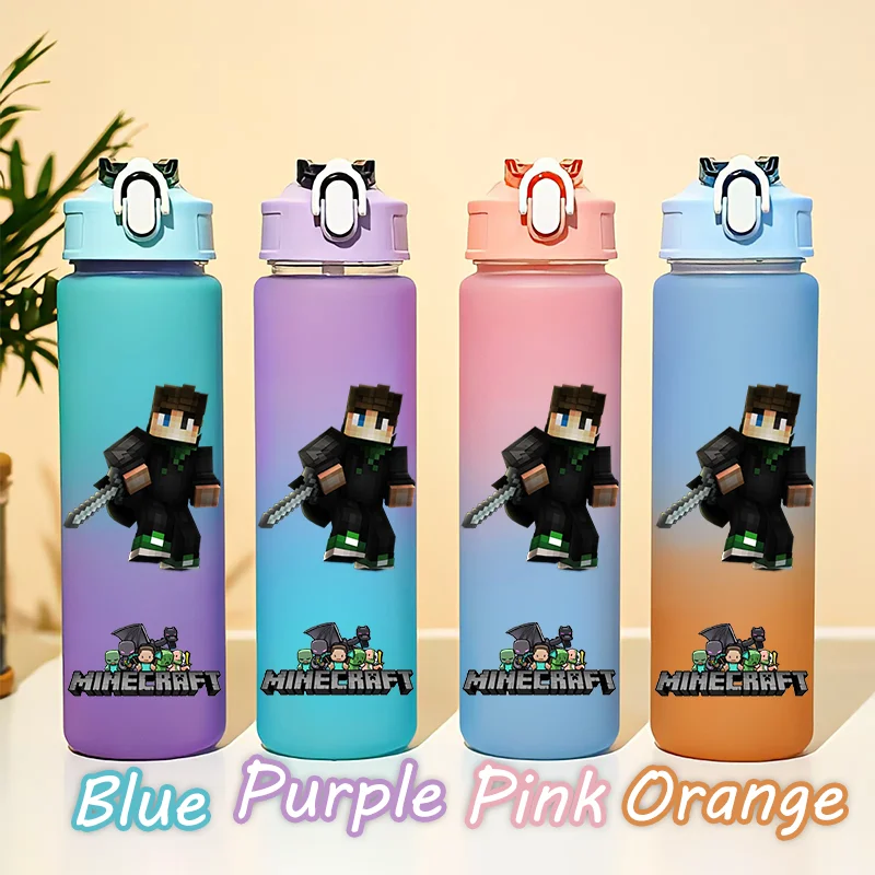 750ML Minecraft Steve Alex Gradient Large Capacity Bottle Outdoor Sports Drinking Bottle Color Cup Child Adult Birthday Gift