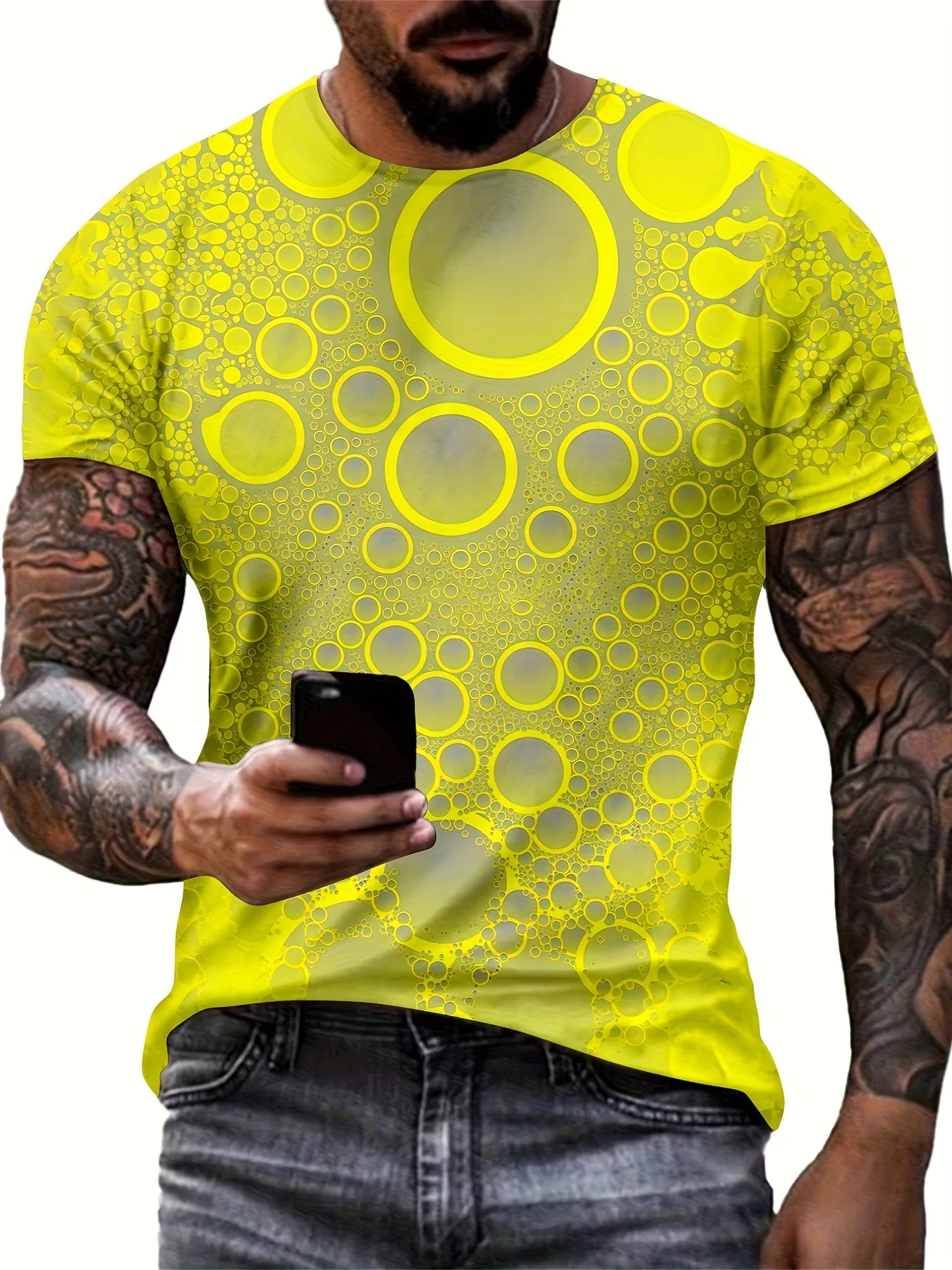 

Men's 3D Graphic T-Shirt - Piano Keys & Ocean Waves Design with Flying Birds - Stylish Short Sleeve Casual Tee for Music Lovers