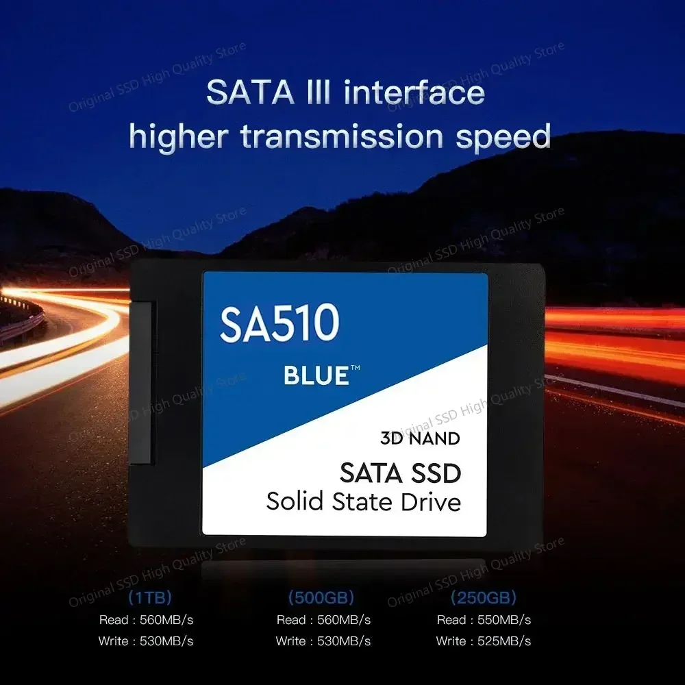 Оригинальный синий SSD SA510 3D NAND Внутренний твердотельный Накопитель SSD SATA III 6 Гб/с 2,5 "500 ГБ 1 ТБ 2 ТБ 4 ТБ жесткий диск для ПК Loptop 2024