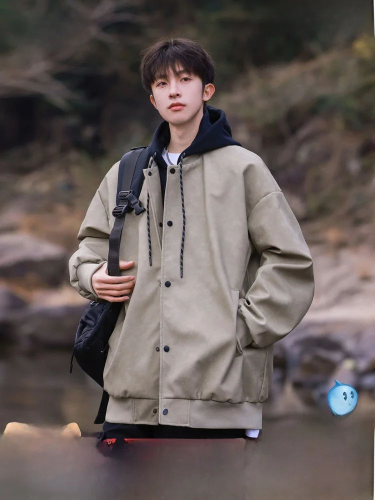 

Snow Flng 2026 Spring Autumn ex Hooded Jaet Couple Outdoor Riding Casual Loose Fit Long Sve Polyester Cotton Blend