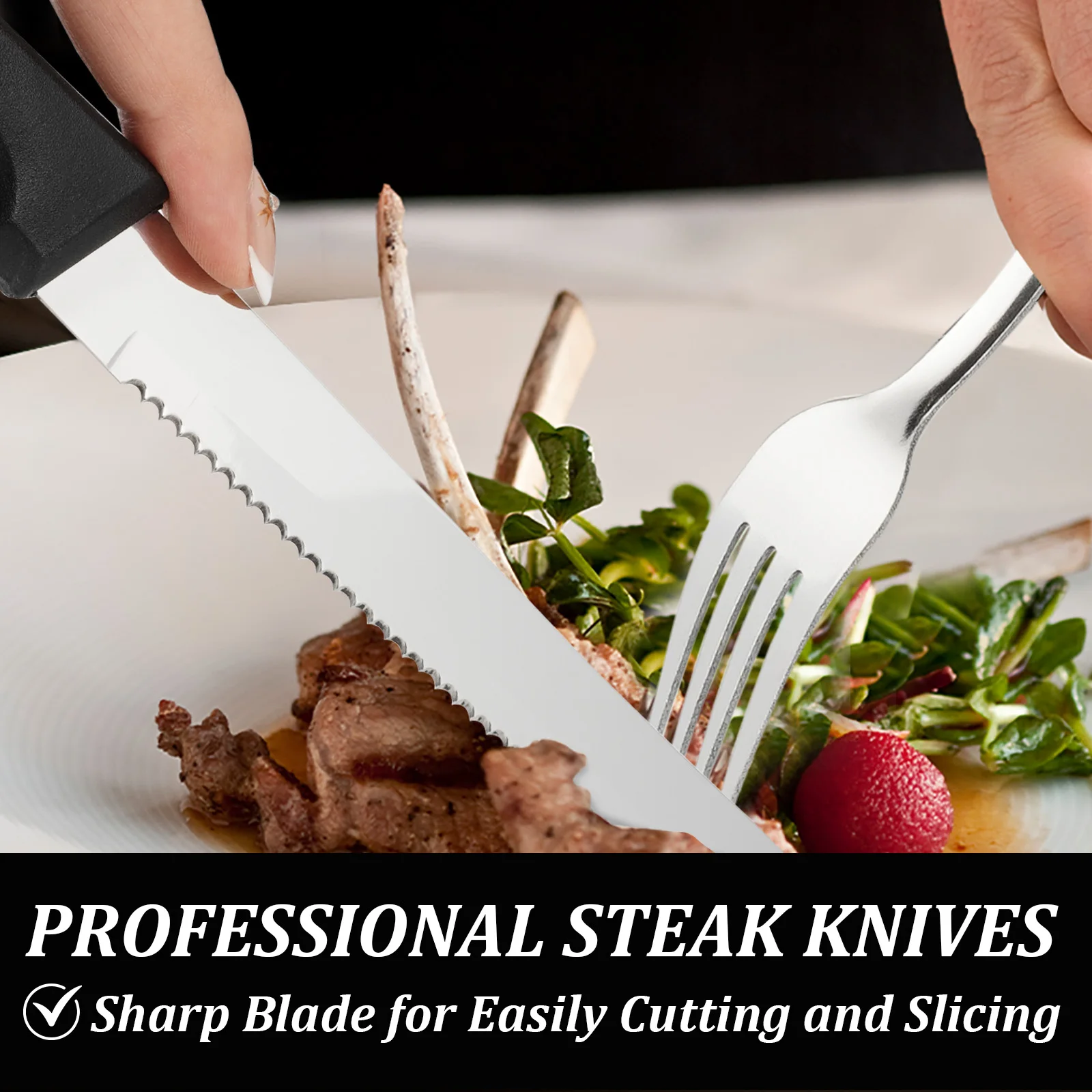 KOOMADE 25/50 Uds. Cubiertos de acero inoxidable lavavajillas contiene cuchillo para carne y mantequilla resistente a la oxidación diseño elegante cómodo