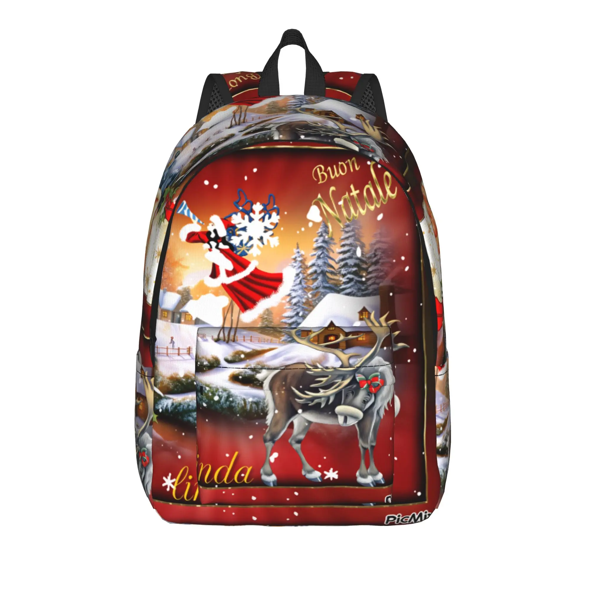 Christmas Santa Snowman Backpack  Sport Backpacks Unisex Fun School Bags Custom Large Rucksack