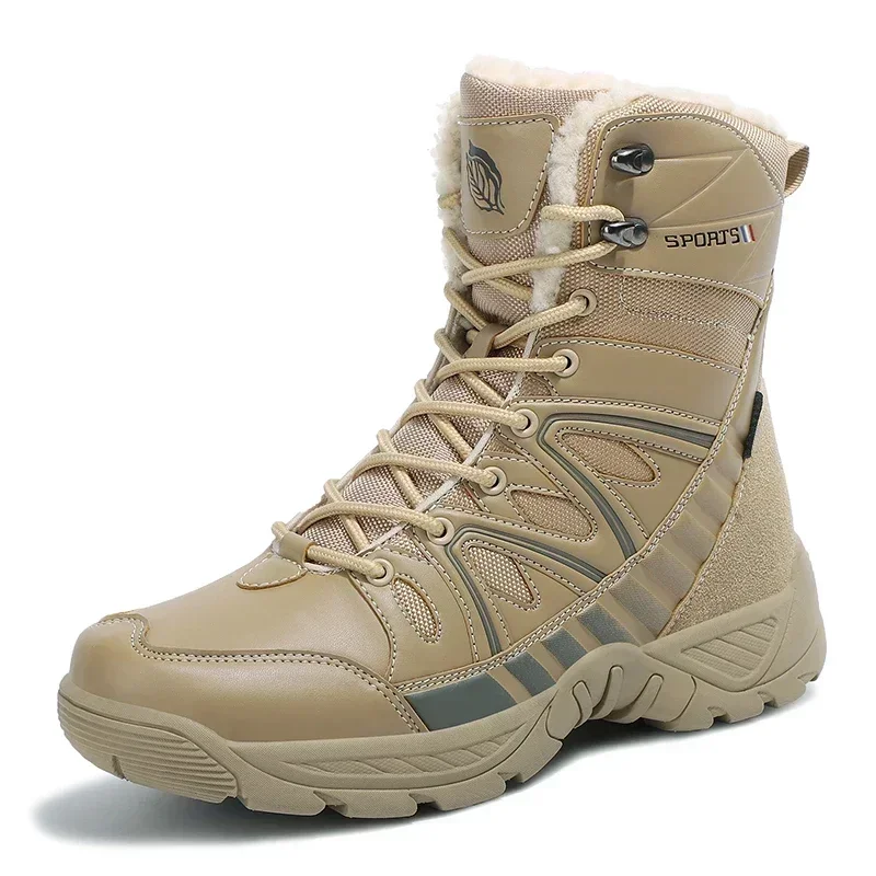 New large-size men's high-top hiking boots fashion thick soled outdoor casual men's shoes winter comfortable warm thick soled me image 2