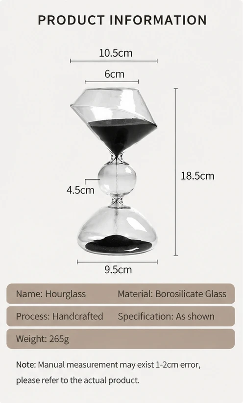 Modern Glass Hourglass Timer 3 Section Sand Clock Desktop Ornament Home Office Decor Creative Gift Alien Style Decoration