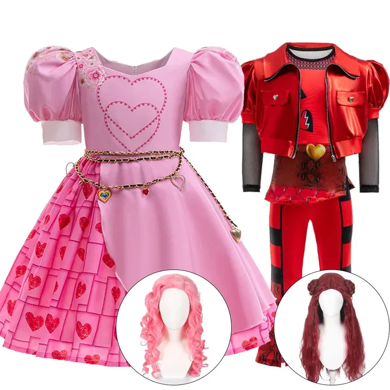 أزياء فيلم ديس التأثيرية للأطفال صعود الأحمر كلوي فستان الأميرة سترة معطف السراويل موحدة هدايا عيد الهالوين للفتيات ؛ 3