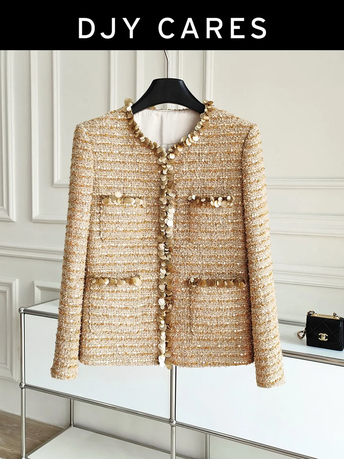 

New Glitter medium length floral coat, stylish top big size