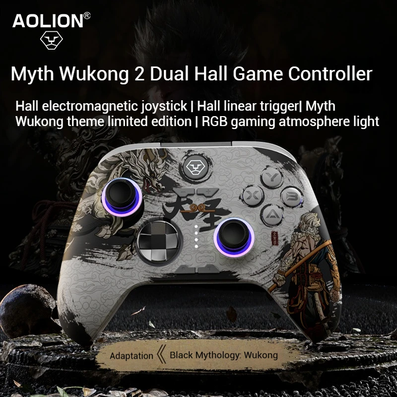 

Aolion Wireless Gamepad Controller for PC, Switch, iOS, Android, Steam, Black Myth Wukong, RGB, Hall Sensing Joystick