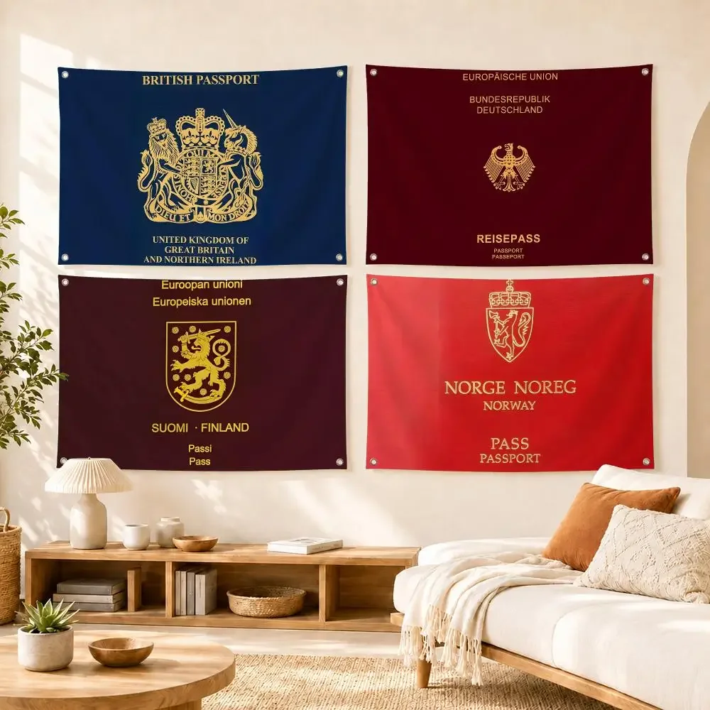 France UK Norway Germany Passport Flag Soft skin-friendly Durable Tapestry Outdoor party Home living room bedroom Decoration
