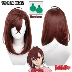 Momo Ayase Cosplay Peruk Anime Dandadan Kahverengi Kısa Saç Isıya dayanıklı Fiber Saç + Peruk Kap Cadılar Bayramı Partisi Kız Kadın