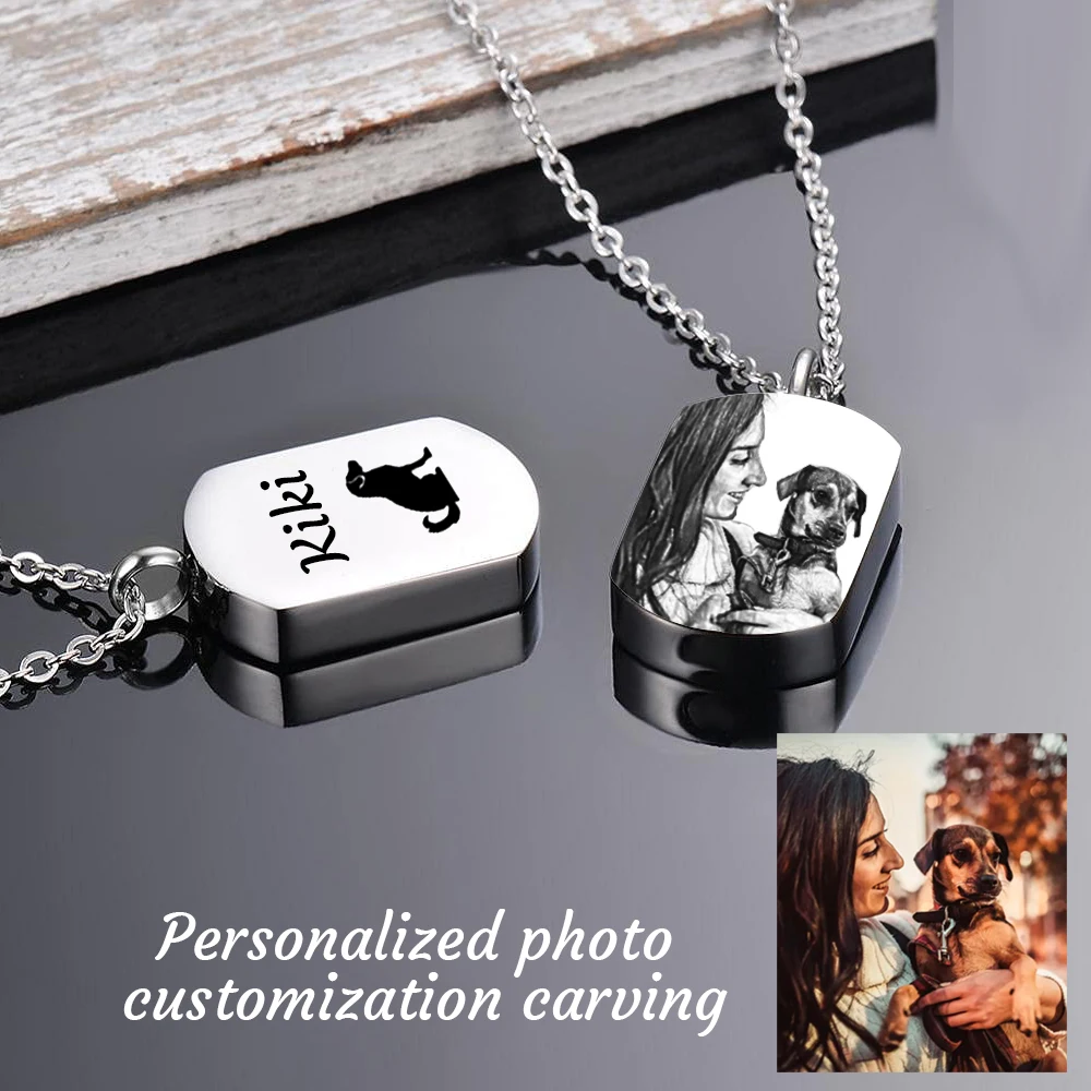 Personalized Ashes Necklace for Women Men Custom Engraving Photo & Text Cremation Jewelry Urn Necklace for Ashes Memorial