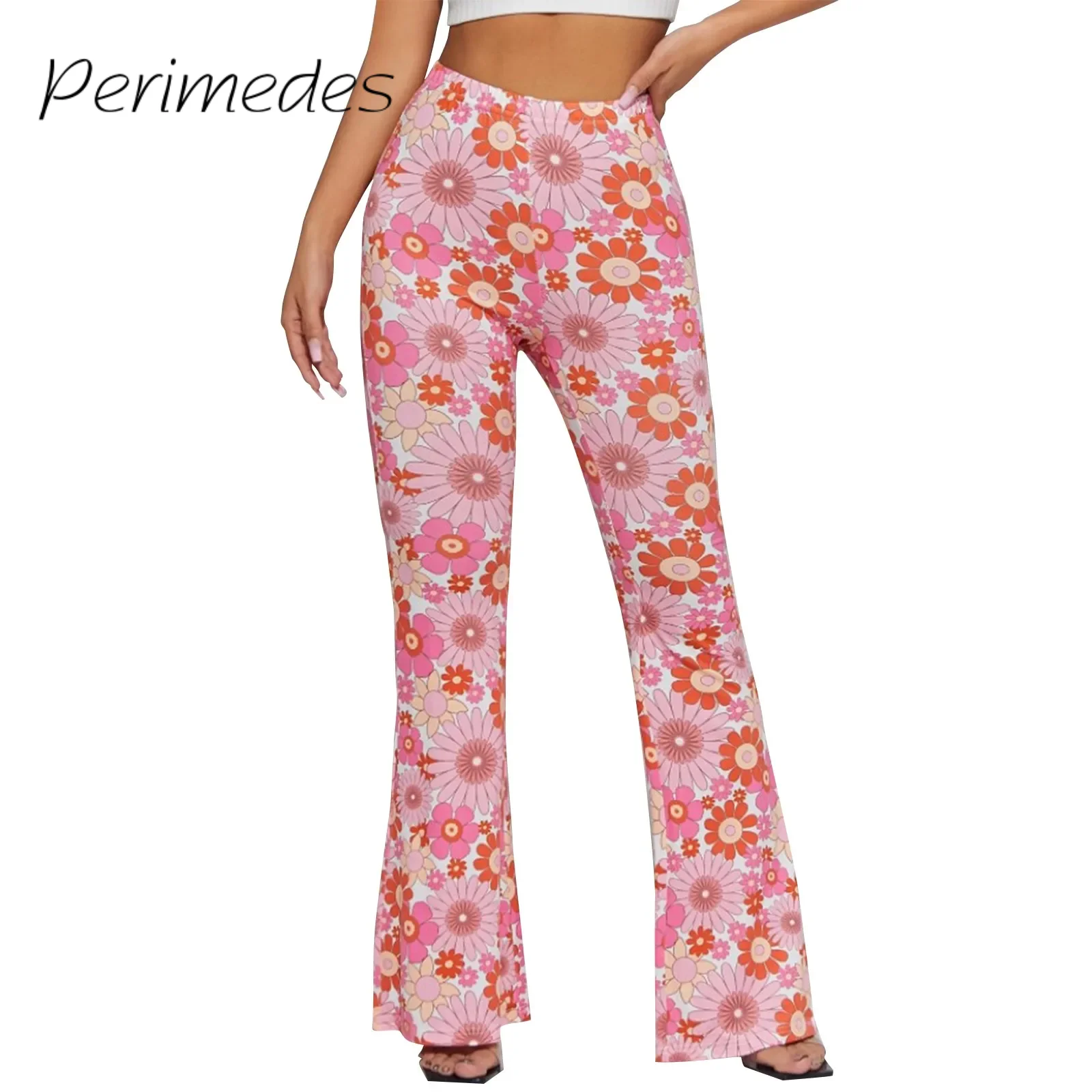 

Pantalones Women'S Flared Pants Floral Printed Sexy Casual Pants Medium Waist Summer New Slim Fit Stylish Pants 2024 Fashion