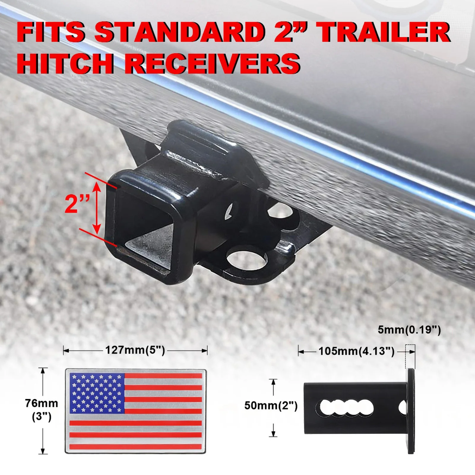 Trailer Hitch Cover Heavy Duty Metal Professional Car Hitch Cap for Pickup Trucks SUV American Flag Badge Trailer Hook Cover