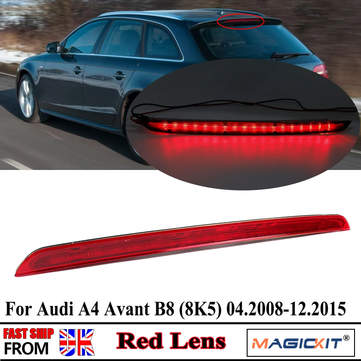 

Car Rear Light Replace For Audi A4 B8 8K Avant Petrol Estate 2008-2016 Rear Brake Light Center High-Mount Stop Lamp