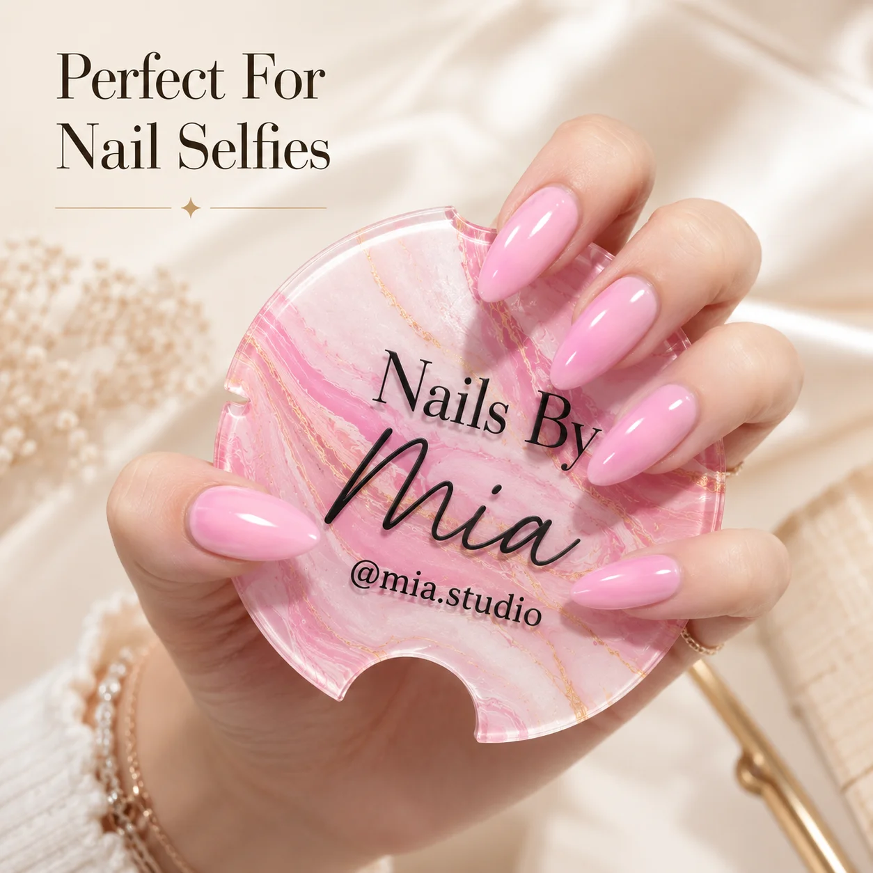 Personalized Acrylic Nailfie Display Plate Custom Logo Text Nail Shot Prop Manicure Art Showcase For Nail Salon Content Shooting