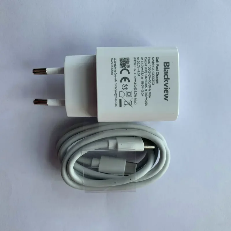 Szybka ładowarka do Blackview BL8000 BV9300 Pro, zasilacz, kabel typu C, oryginalny, 33 W, wtyczka EU, ładowanie podróżne — zdjęcie 3