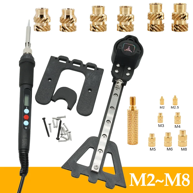 Brass Heat Set Threaded Insert Nut M3 M4 3D Printing Tool and Soldering Iron Tip Easy Manual Implantation Hot Melt Press Machine