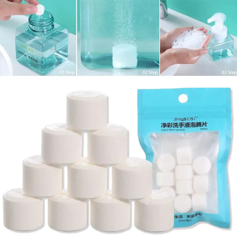 10pc Soap Water Melt Effervescent Tablet Foam Hand Sanitizer Natural Moisturize Hand Soap Paper Clean Washing for Skin Cleaning